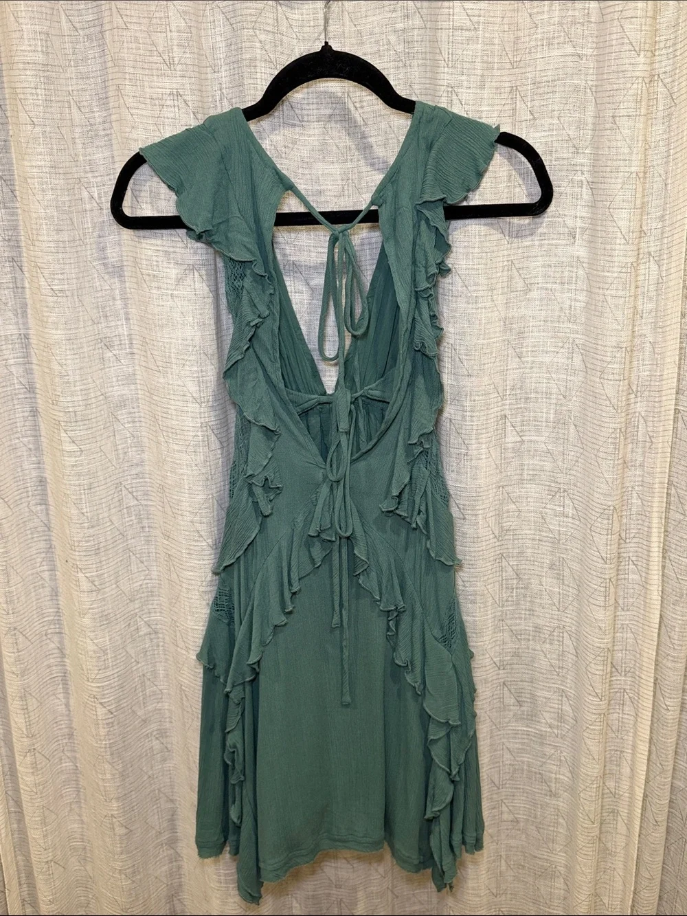 Free People Teal Green Ruffled Backless V-Neck Sundress - Picture 5 of 6